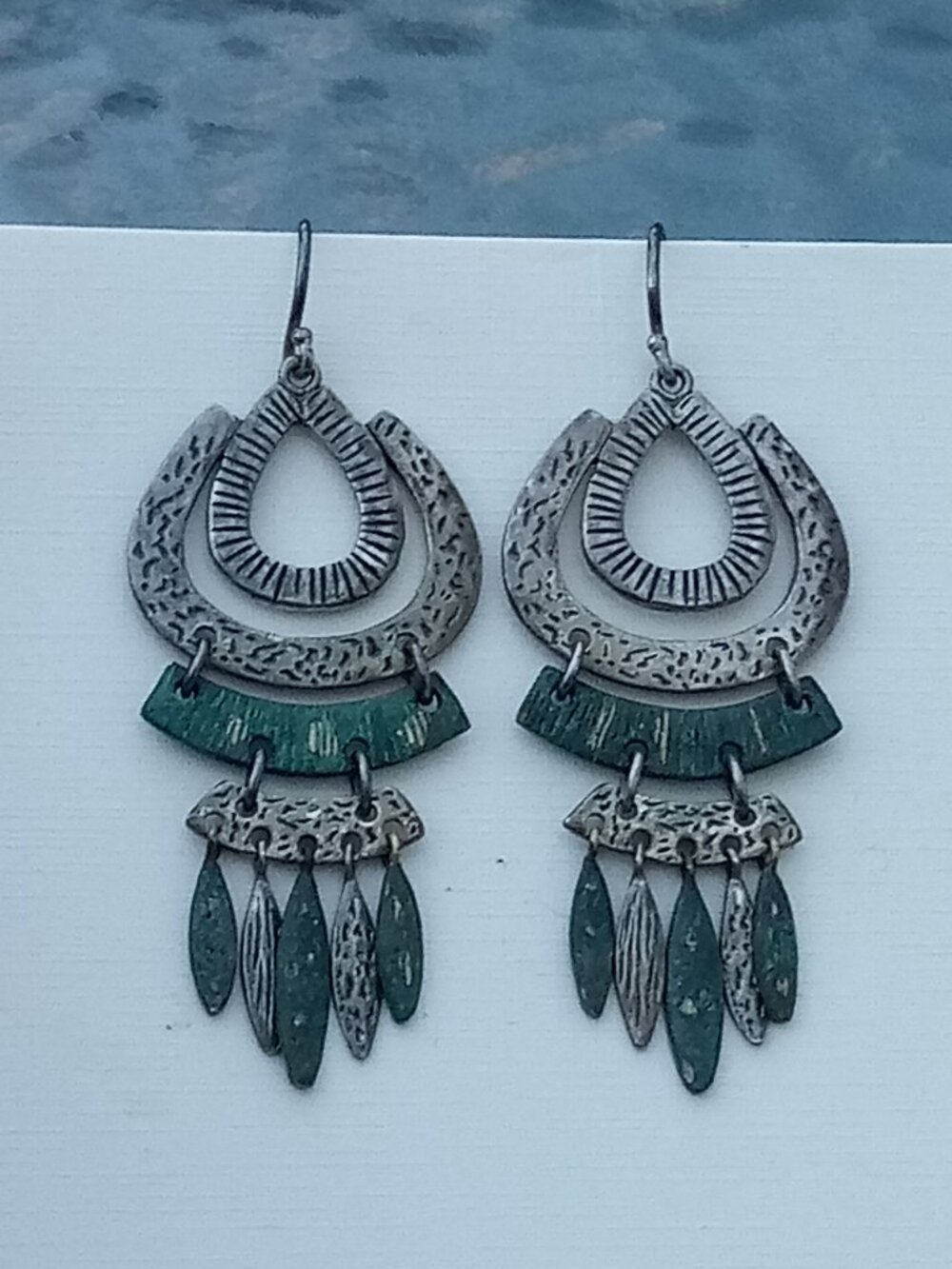 SILPADA-Sterling Silver Brass 'Elements' Cutout Patina Chandelier Earrings W2836